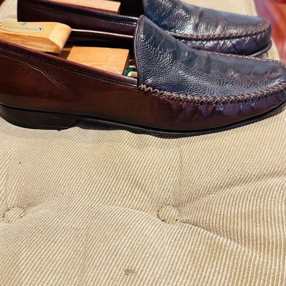 Men's Leather Loafers - Burgundy - Picture 4 of 15